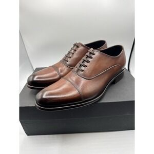 Paul Evans Cagney II Oxford Dress Shoes Men 7.5 Brown Leather Cap Toe Italy $499